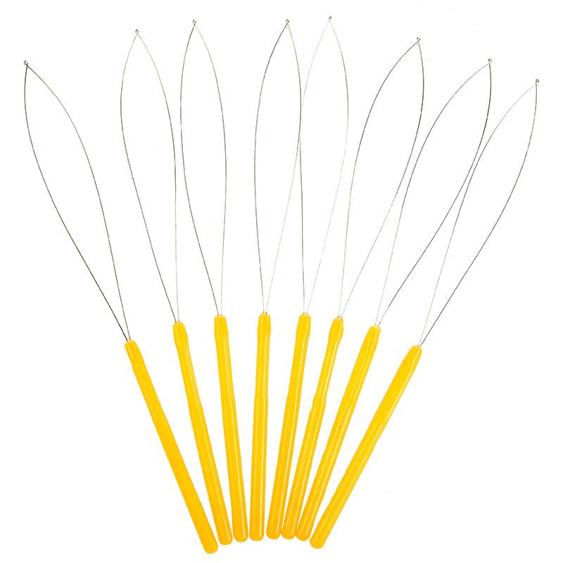 Plastic Handle Steel Wire Crochet Hook for Hair Extensions and Beading - Stainless Steel DIY Tool