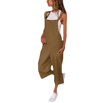 Women's Spring and Summer Casual Loose Long Wide Suspender Backless Jumpsuit