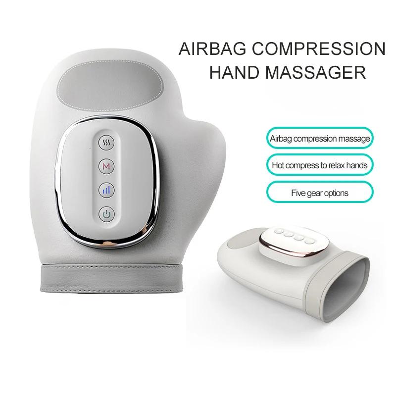 New Electric Hand Massager Gloves with Airbag Compression Vibration Heat Hand Finger Wrist Massager for Carpal Tunnel Relieve Intelligent Heat Therapy