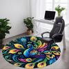 1pc Peacock Feathers Office Round Area Rug, Under Office Chairs Bedroom Living Room Home Decor, Room Deco