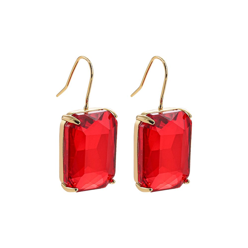 Fashion Long Hook Earrings for Women Red/Yellow/Pink/transparent Crystal Geometric Drop Earrings Wedding Zircon красный