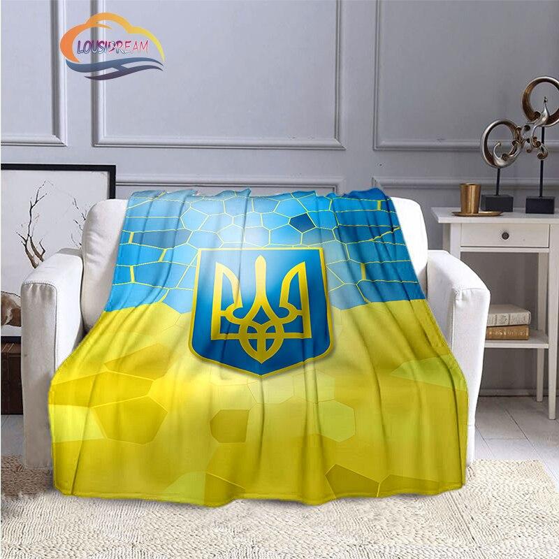 Modische Decke der ukrainischen Fußballmannschaft mit goldenem Logo für Erwachsene und Kinder, 3D-gedruckte warme Decke, Geschenkdecke für Sportliebhaber