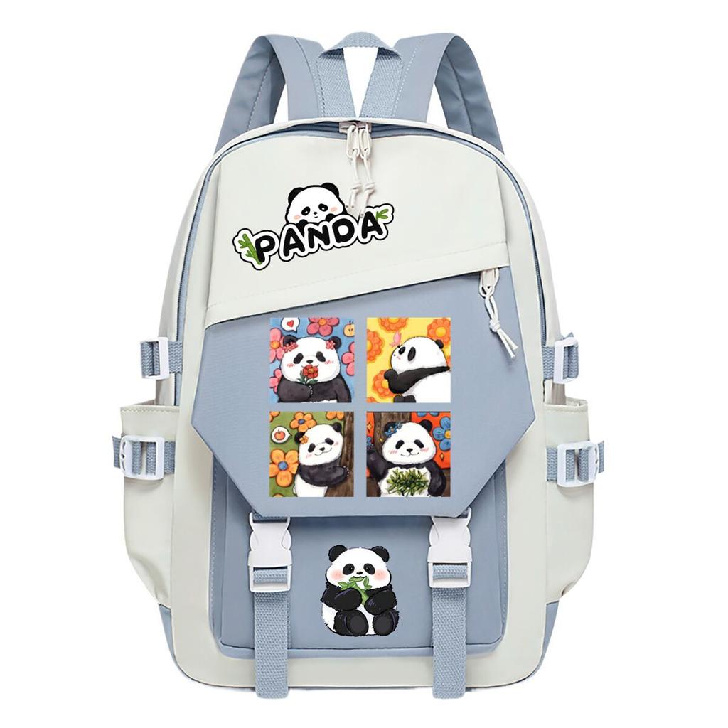 Panda Huahua Cartoon Printed Student Campus Backpack Casual Large Capacity School Bag