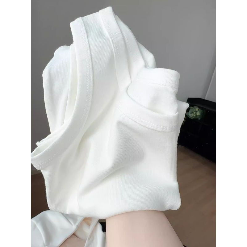 

Solid Small Cami Cover Supernumerary Breast Slimming Versatile French style Beauty Back Outer Wear Suit Inner wear Base Slim fit Top White S