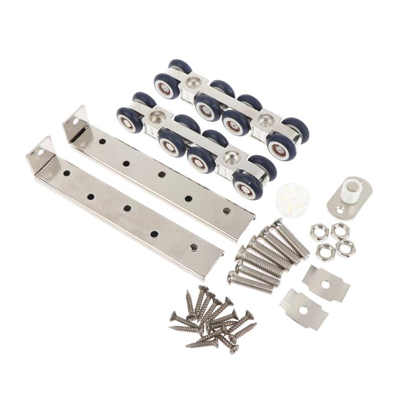 2Pcs Sliding Door Roller Pulley Set 4Wheels 8Wheels Adjustable Rail Track Easy Installation for Room Door