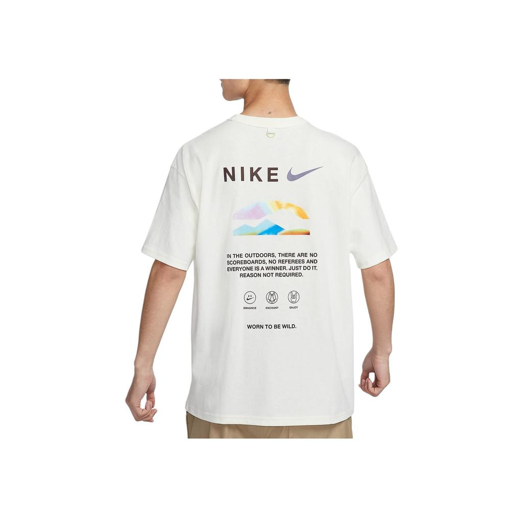 Nike Solid Color Logo Print Round Neck Short Sleeve Drop Shoulder T-Shirt Men Tops White HF6172-133