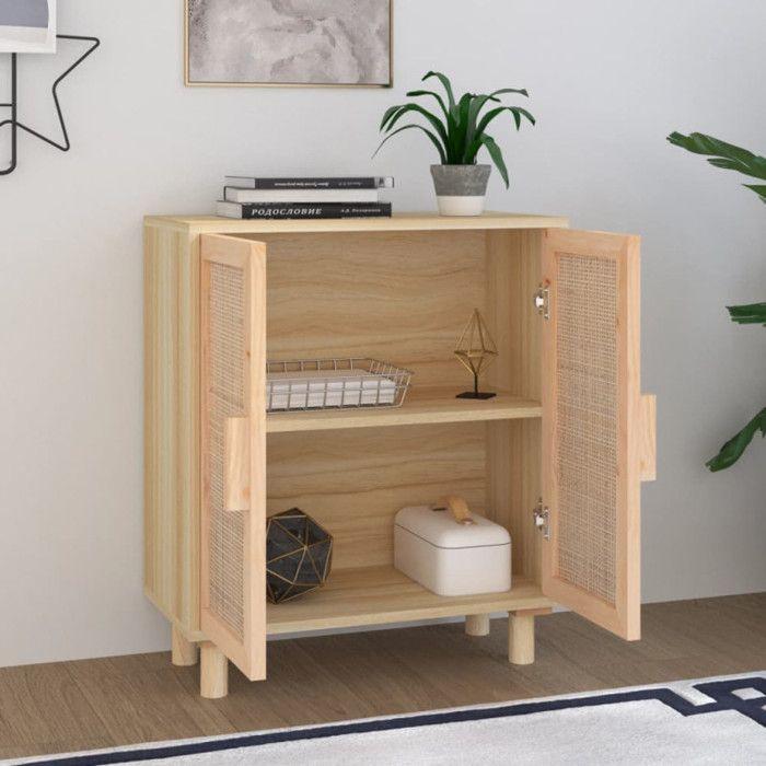 VidaXL Buffet Marron 60x30x70 cm Bois de pin massif et rotin naturel 345632