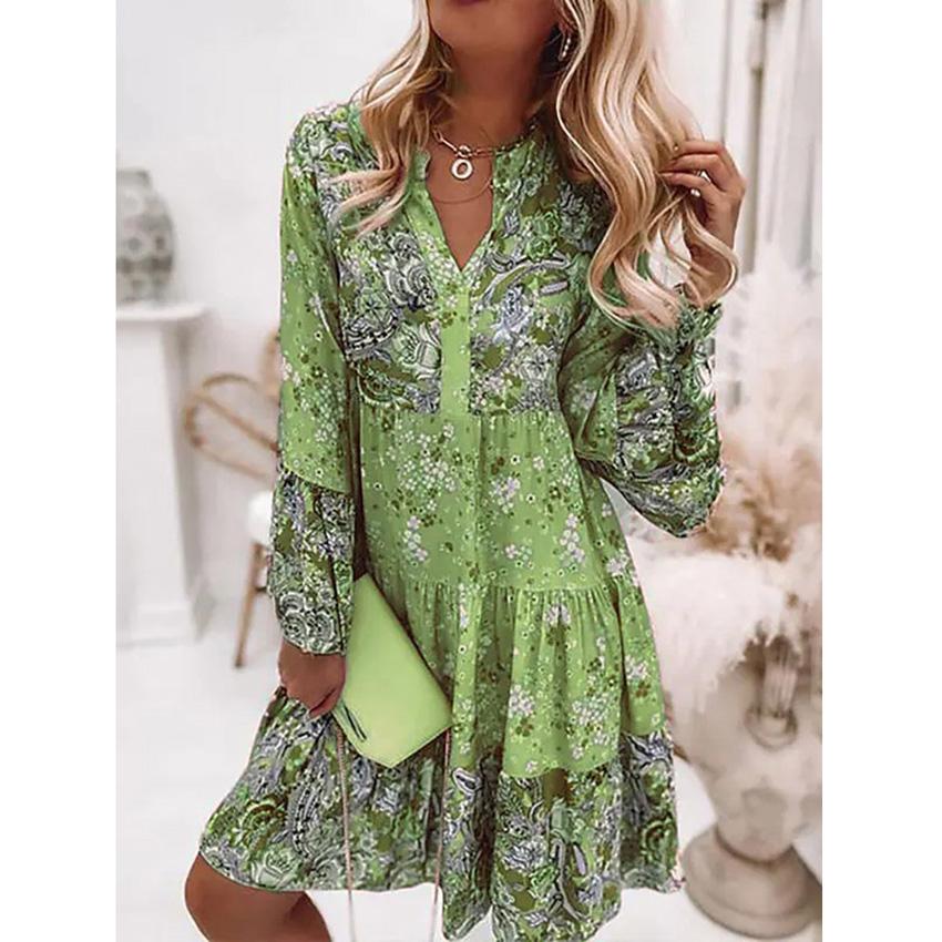 Flare Sleeve Mini Dress Women 