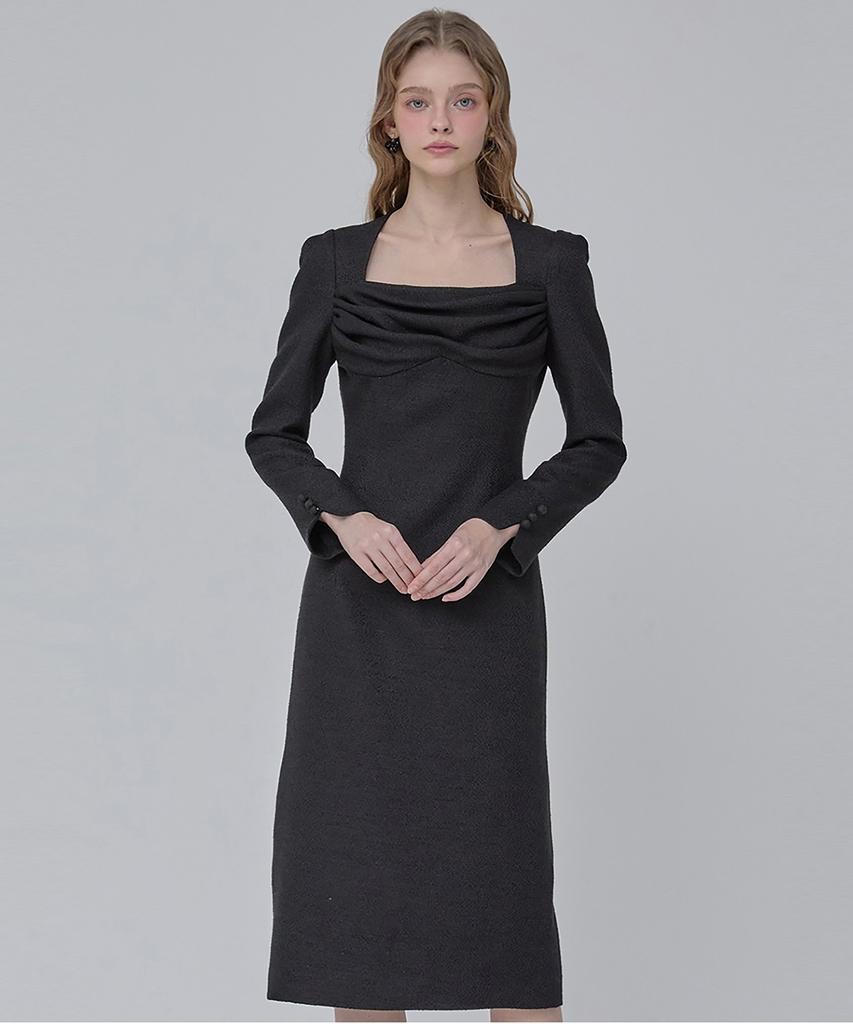 JULIY&CALLA 24 Fw Collar 108 Dear Vivian Tweed Dress Black