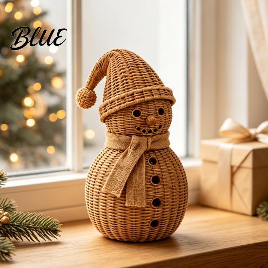 Christmas Party Table Centerpieces Snowman Ornament for Tabletop Decor Retro Resin Figurine Winter Themed Room with Knitted Texture Fireplace