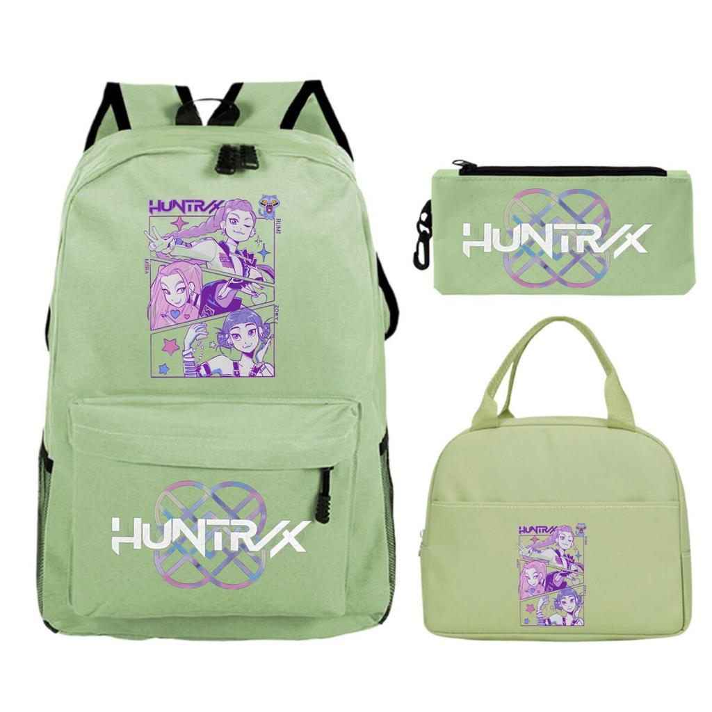 Primary and secondary school students schoolbag three-piece set, animation cartoon personalized printing backpack, casual pencil bag, meal bag