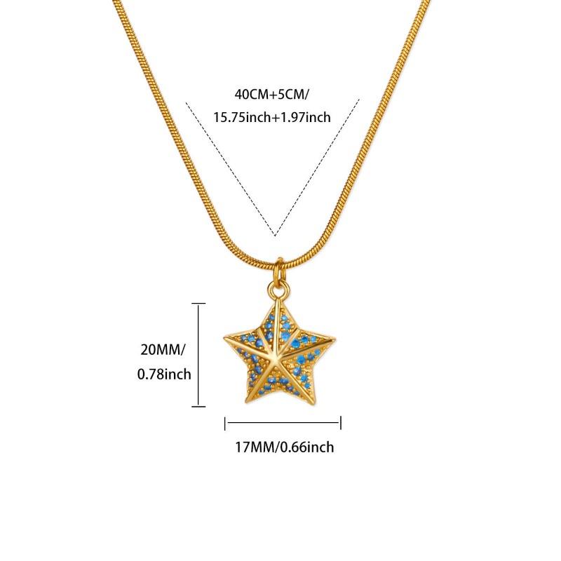 Creative design copper gold-plated micro-inlaid zircon starfish pendant necklace female niche hip-hop collarbone chain new