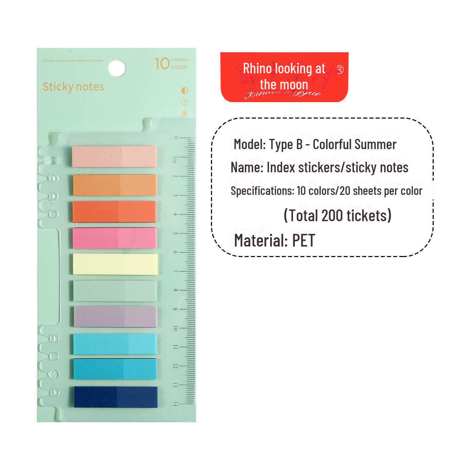 

Ретро PET Индекс Липкие Заметки: Красочные закладки и маркеры с инструкциями Colorful Summer, 1 copy