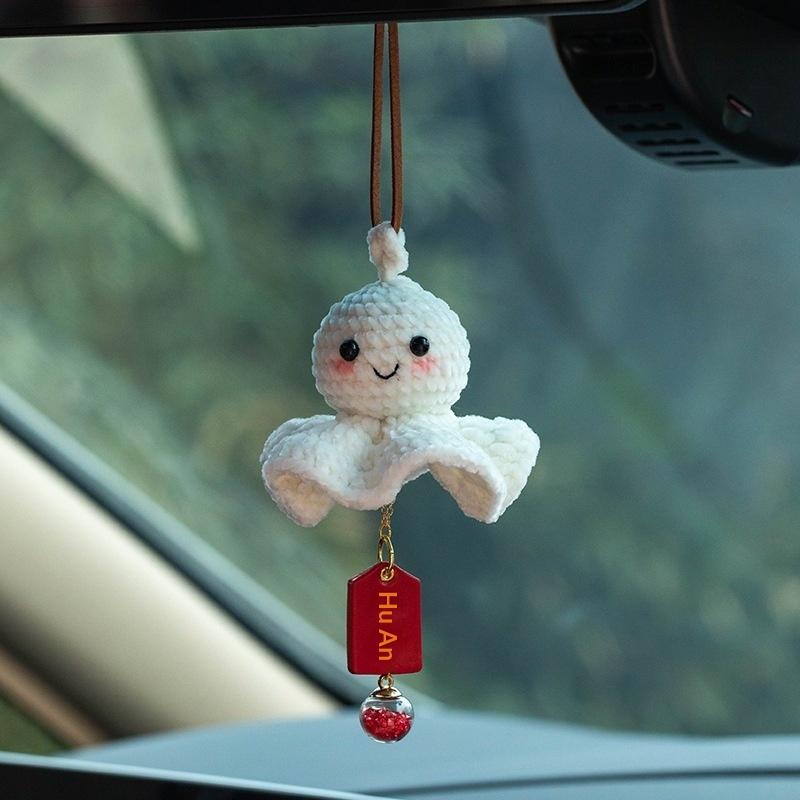 Cute Plush Sunny Doll Car Hanging Pendant Mirror Ornaments Plush Crochet Safe Driving Amulets Car Interior Decorations