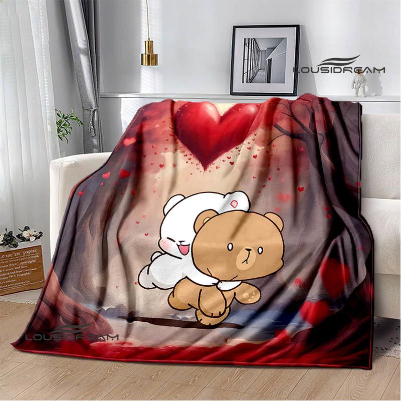 Cute cartoon bear Printed blankets picnic blanket Warm Flannel blankets Soft and comfortable blanket bed linings Birthday Gift