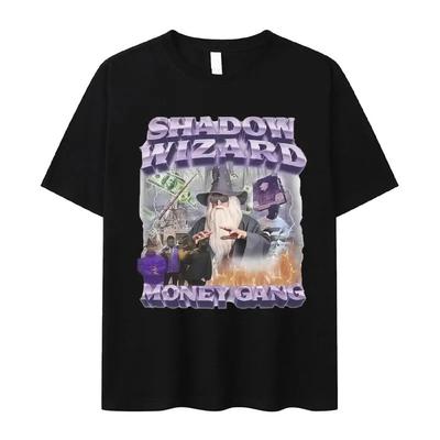 Shadow Wizard Money Gang Cartoon Cotton Tshirt Casual Graphic Tide Short Sleeve Tops Mens Clothes Loose Tee Streetwear Teenagers