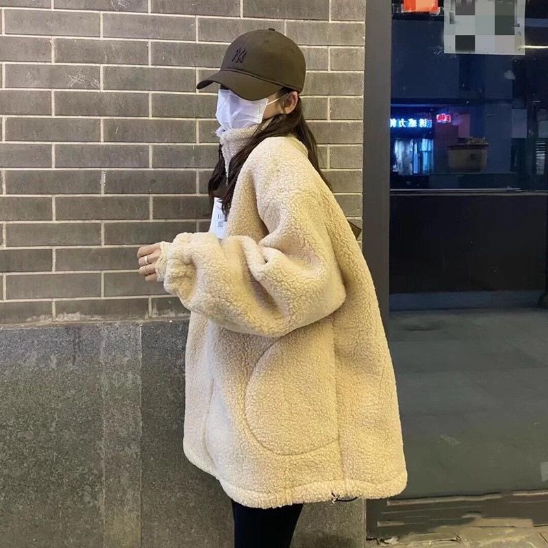 Korean Style Women's Plus Size Lambswool Coat - Thick, Versatile, and Trendy
