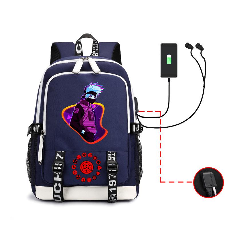 Anime Rucksack Mode Street Trend Herren Große Kapazität USB Kopfhörer Computertasche