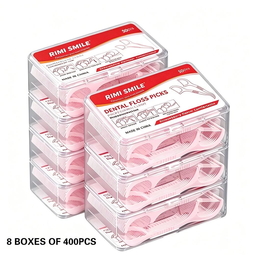 30/50/200/400 strawberry flavored dental floss, smooth dental floss sticks, safe oral cleaning tools, travel essentials