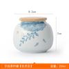 1pc Hand Drawn Underglaze Colored Tea Jar Ceramic Powder Sealed Jar Chinese Style Portable Storage Jar Plant Pattern Design