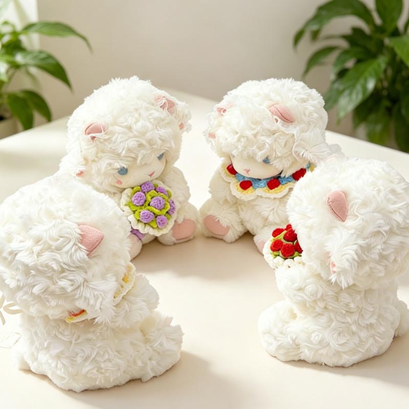 New Cartoon Sheep Plush Toy Cozy Fluffy Knitting Bouquet Sheep Stuffed Animal Doll Lovely Children  Appease Pretty Birthday Gift