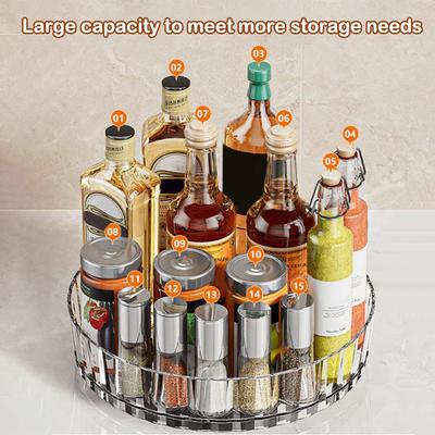 1 pièce Étagère de rangement rotative à 360° pour bureau Étagère à épices Grande capacité Organisateur de condiments pour cuisine Salle de bain Boîte à cosmétiques Parfums