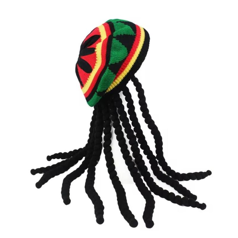 

Dreadlocks Braid Wig Hat for Adult Knitted Reggae Beanies Hat Jamaica Braid Hat Masquerades Party Costume Photography Caps 1
