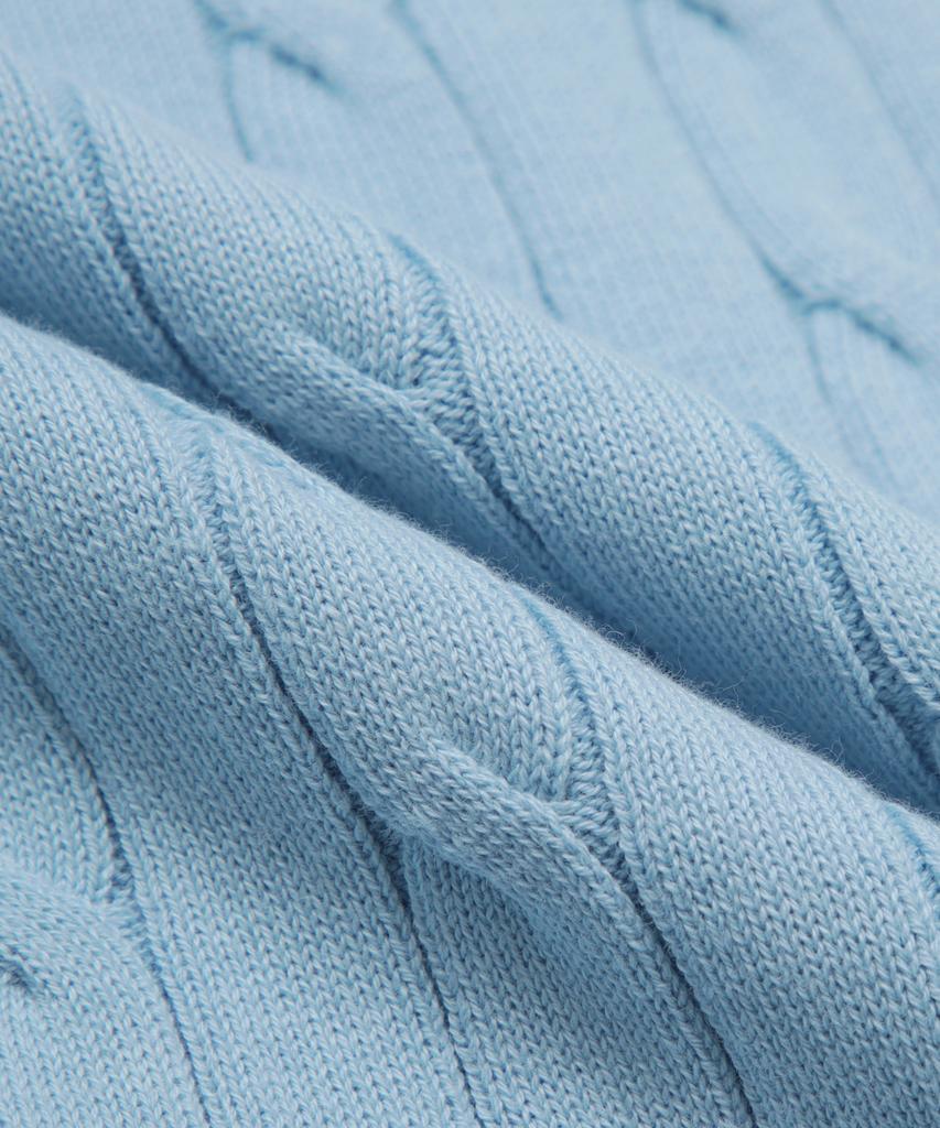 BROOKS BROTHERS Cotton Cable Polo Short Sleeve Sweater (Light Blue) (Bbwtmog204)