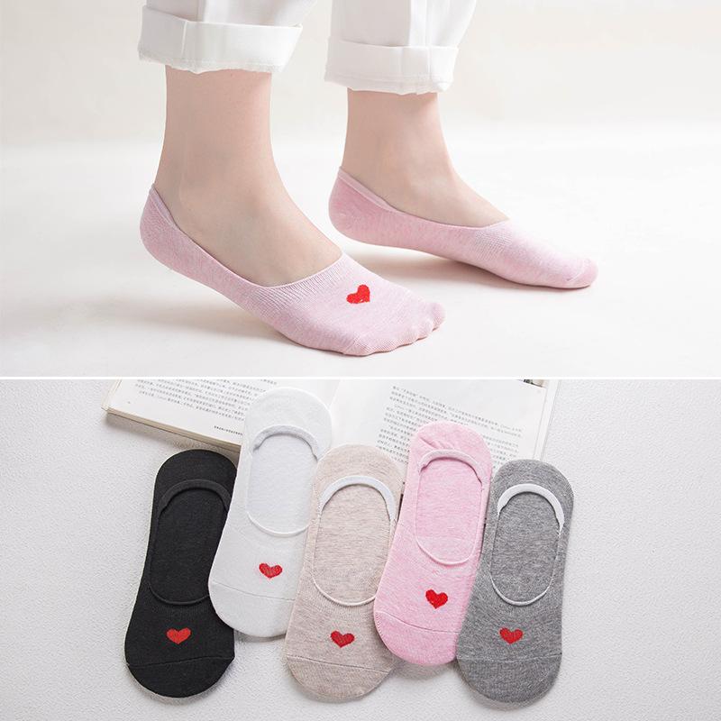 New 5Pairs Ladies Print Striped Women Invisible Footsies Shoe Liner Trainer Boat Socks Harajuku Kawaii Socks Women 36-41