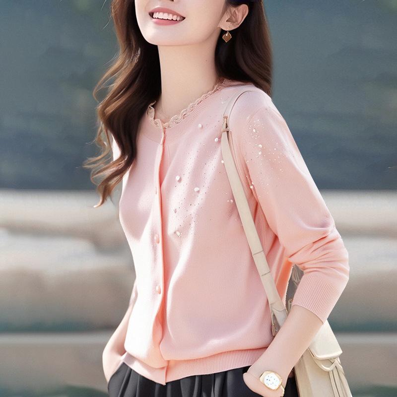 Spring new women's sweater cardigan lace lace knitted sweater