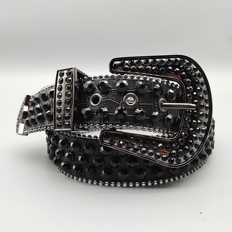 Women's Jeans Rhinestone Large Size Belt Men's Belt Western Denim Shiny Rivet Design Leather HipHop Punk Rock Y2K Style Belt