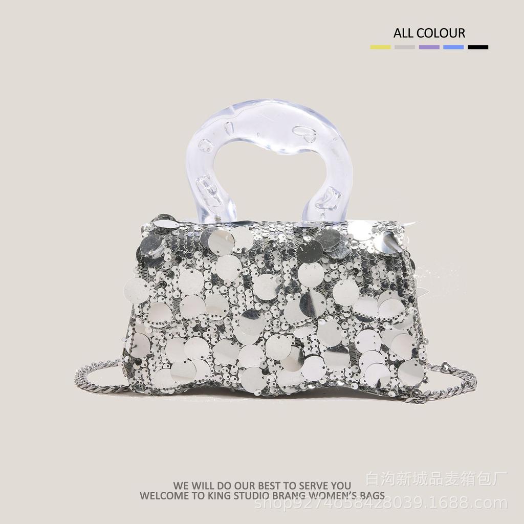 Premium Texture Dinner Casual Small Bag Women's 2025 New Popular Versatile Sequin Bag Hand Shoulder Chain Bag