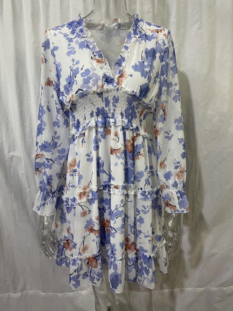 Fashion Floral Chiffon Dress Women's New Summer Cake Dress