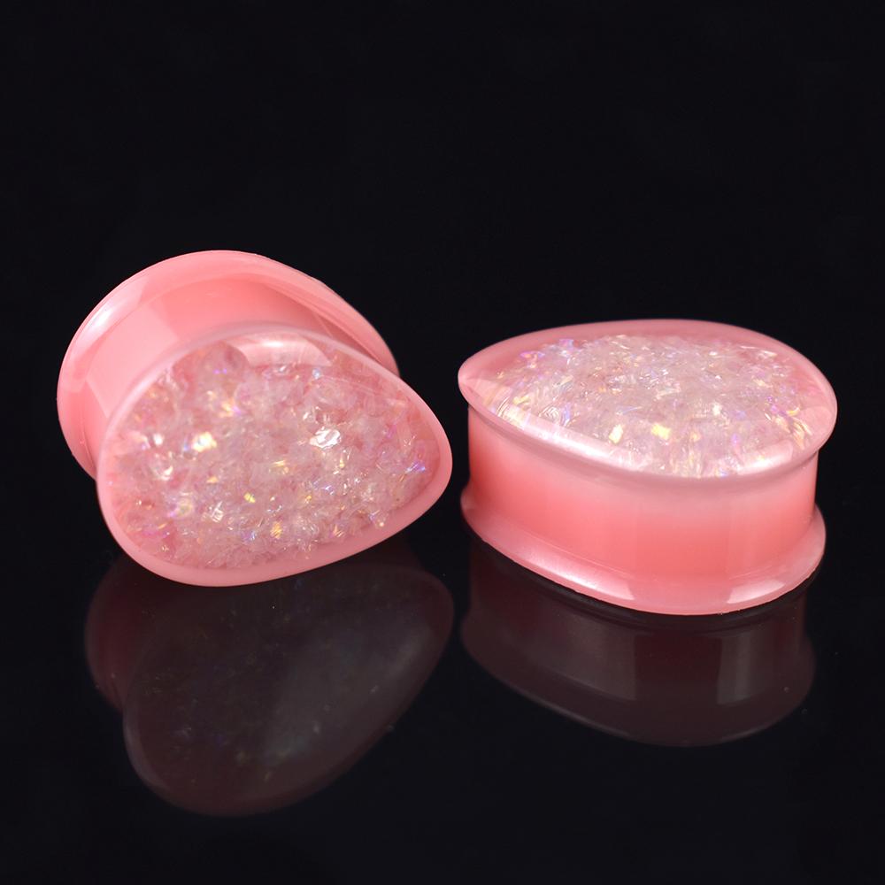 2 Pièces 8-50mm Tunnels Écarteurs d'Oreille Goutte d'Eau Écarteur d'Oreille Plug à Double Bord Bijoux de Corps pour Femmes Hommes