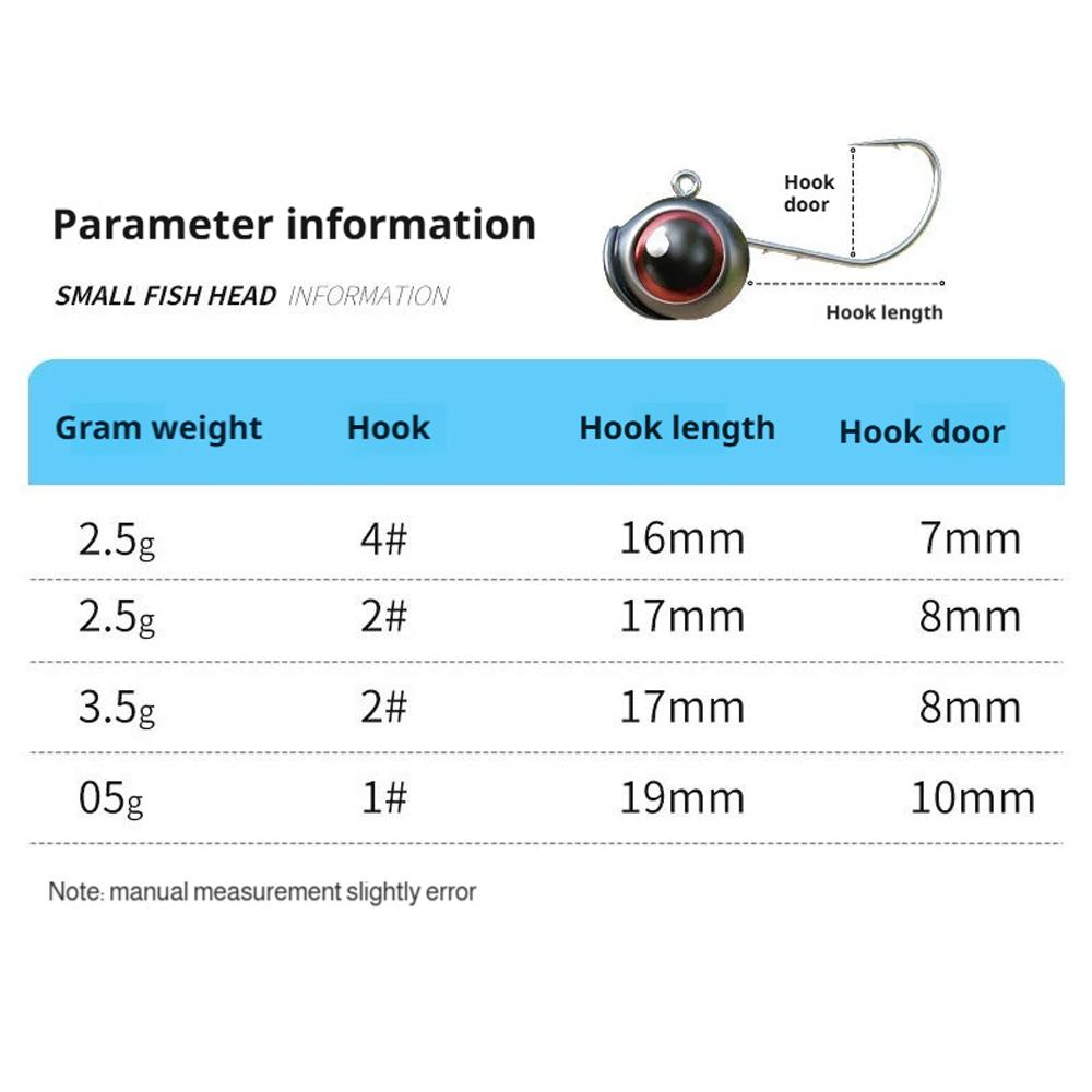 10pcs Big Eyes Jig Head Fishing Hooks with Mustad Hook 2.5g 3.5g 5g Fish Head Fishhook for Fishing Tackle Free Soft Worm Lure