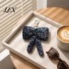 Cute Bag Accessories Leopard Print Plush Bow Keychain, Fluffy Bowknot Charm Key Holder with Lobster Clasp, Women Girls Handbag Decorative Accessory