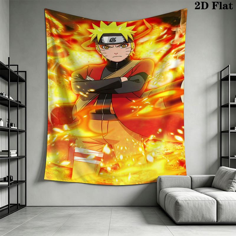 Naruto Fire Determination Wall Tapestry Aesthetic Wall Hanging Printed Fabric Blanket Decorative Tapestries For Bedroom Living Room Home Decor