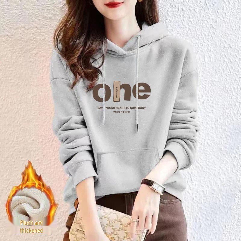 Women's Pure Cotton Bear Print Hooded Pullover Sweatshirt, Long Sleeve, Niche Design, New Spring & Autumn Style