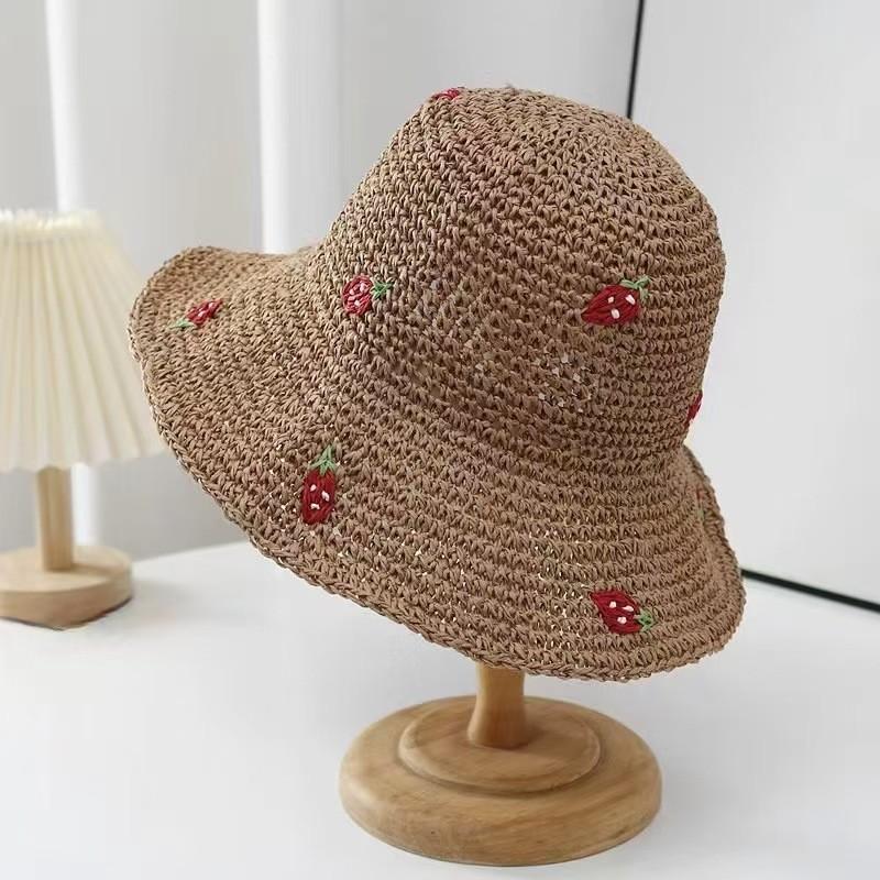 Summer new sun hat women's South Korea Dongdaemun weaving hollowed out after split fork sun protection hat fisherman hat children