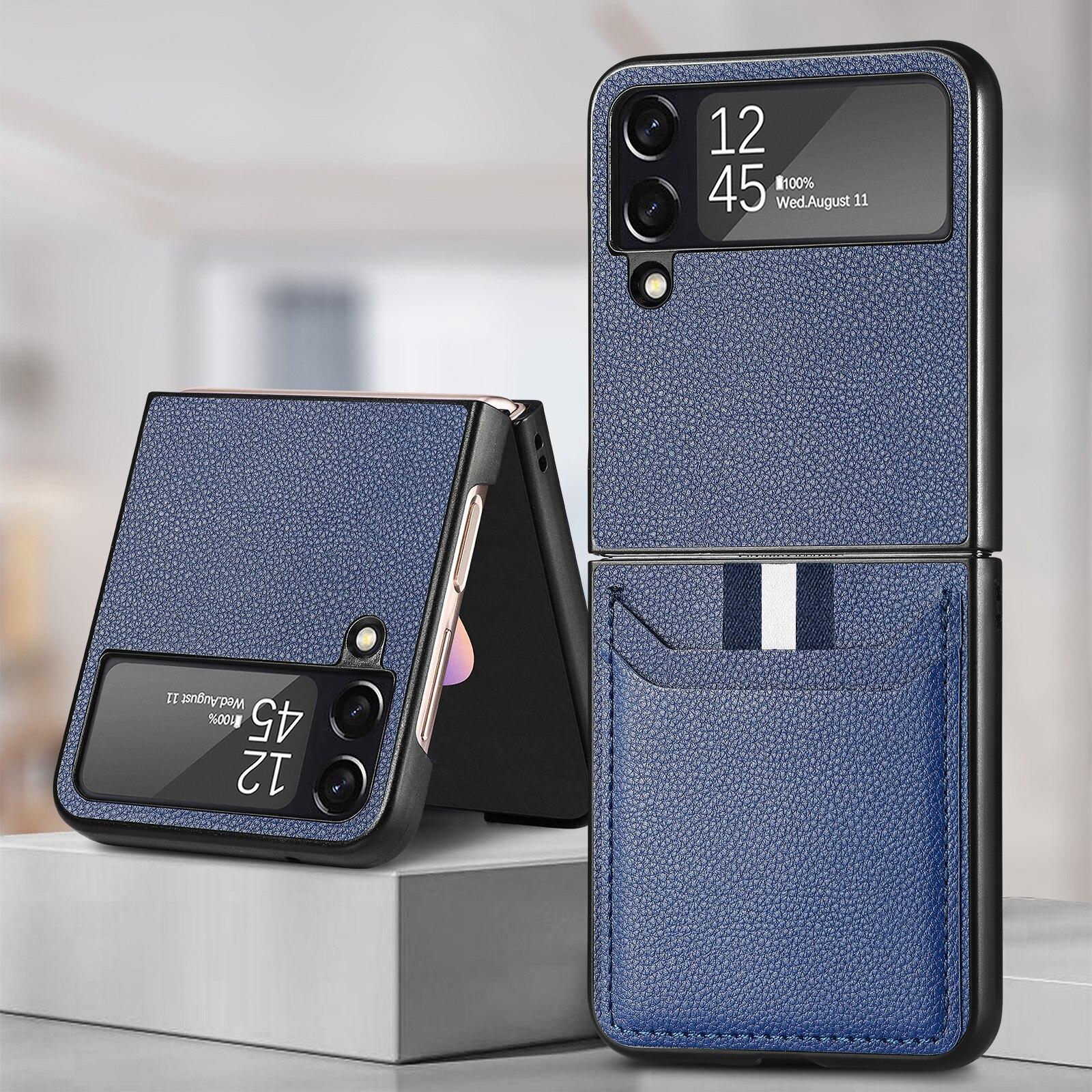 

For Samsung Flip4 Anti-Sweat Leather Bag Case for Samsung Galaxy Z Flip4 Flip 4 Flip3 Flip 3 5G Card Slot Phone Accessories