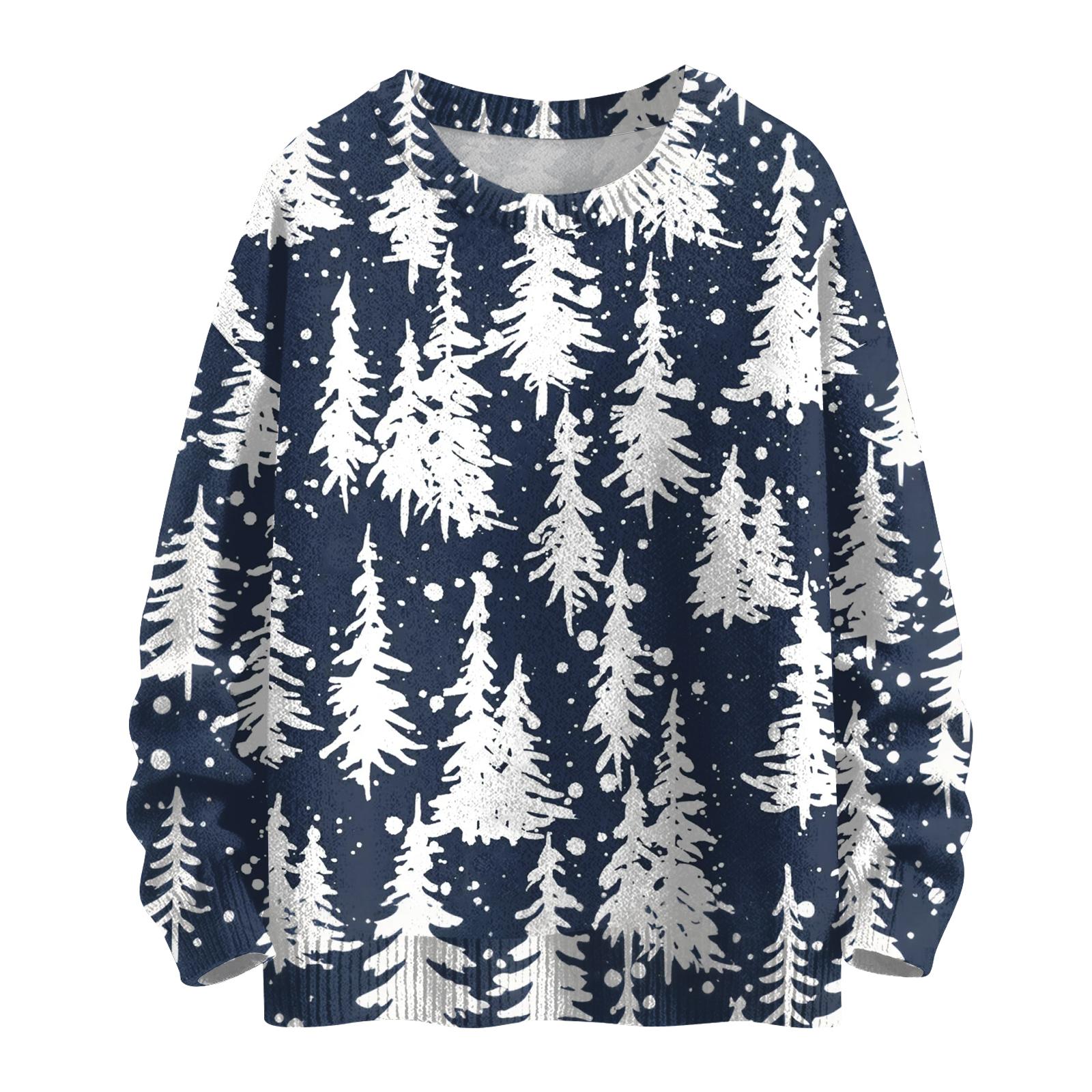 

Женский модный повседневный трикотажный свитер с длинным рукавом и рождественским принтом, круглый вырез L