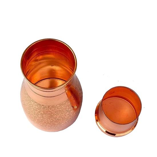 Pure Copper Water Bottle Bedside Decanter Bedroom Jar with Built-in  Copper Glass