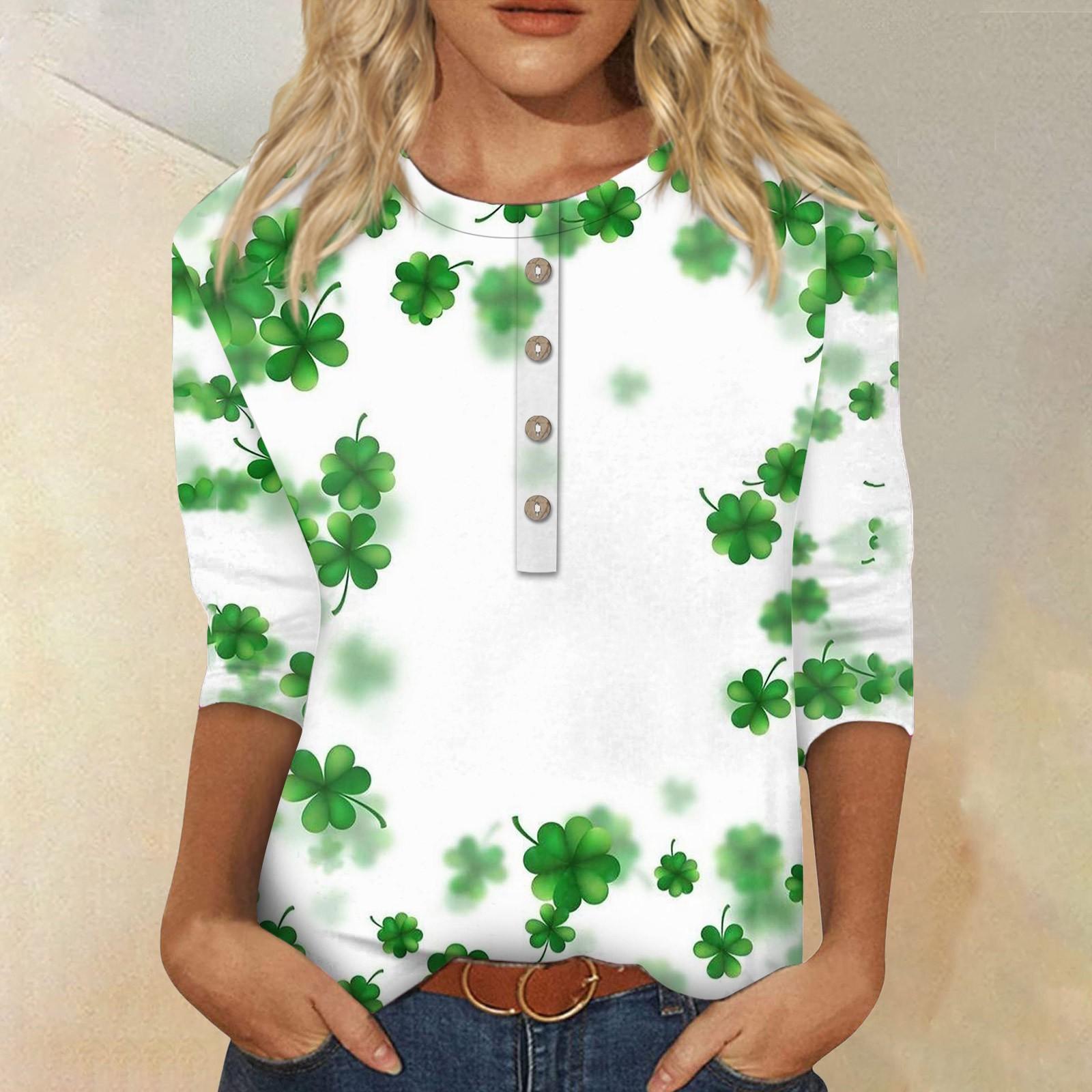 

Жіноча мода St. Топ із круглим вирізом і ґудзиками з принтом і круглим вирізом до Дня Святого Патрика XL білий