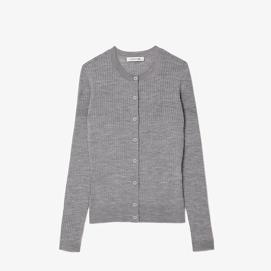 Lacoste Women's Slim Fit Ribbed Crew Neck Cardigan AF2560-54NCCA