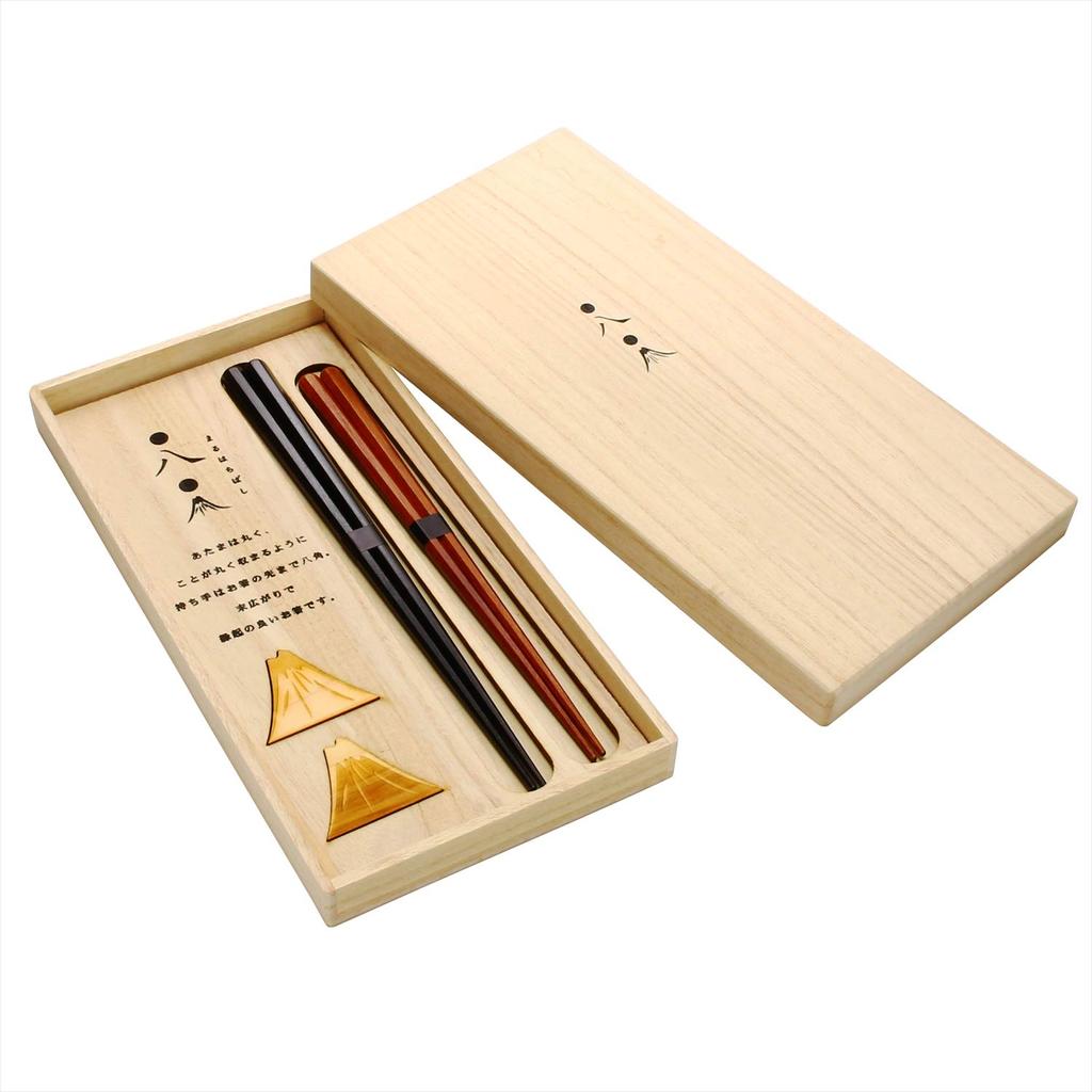 Aito Manufacturing Maruhachi Pair of Chopsticks Wooden Auspicious Made in Gift Item 104506 "Hyozaemon" (in Box) Shape, Japan,