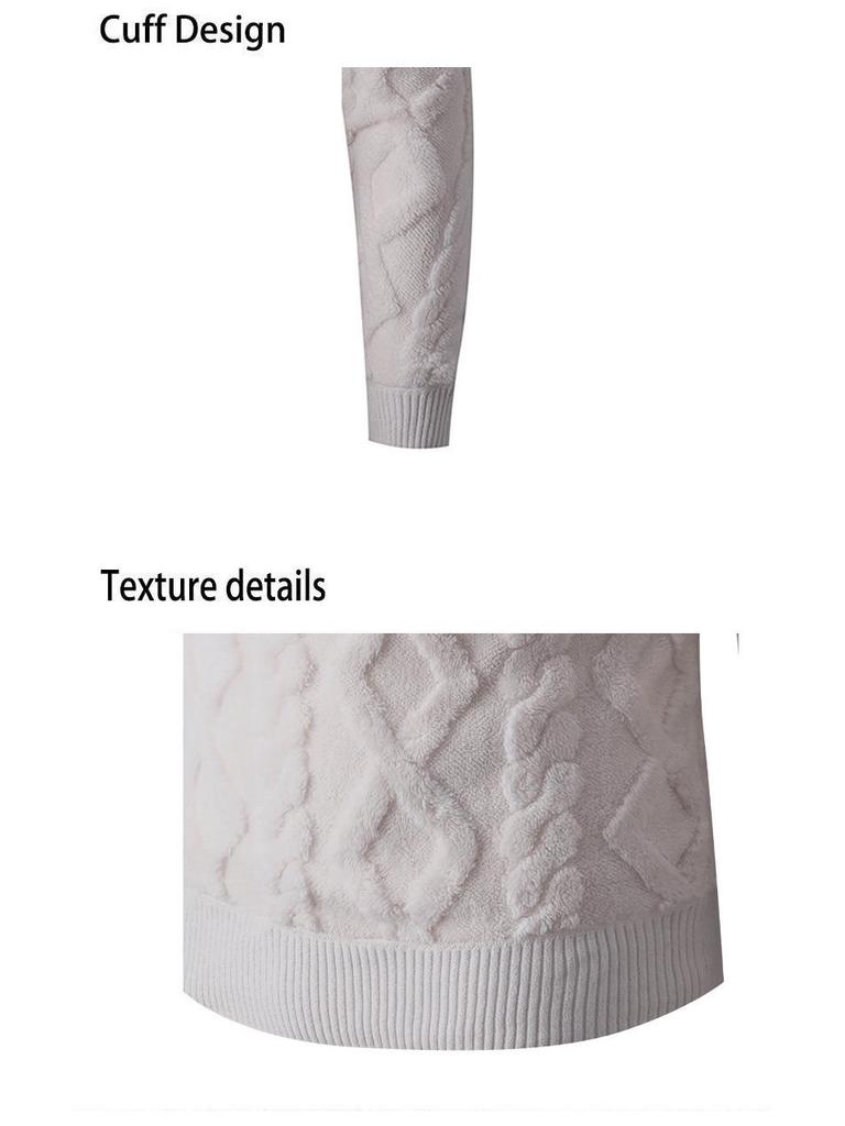 Winter 2025 Men's Thick Round Neck Diamond Cable Knit Pullover Sweater