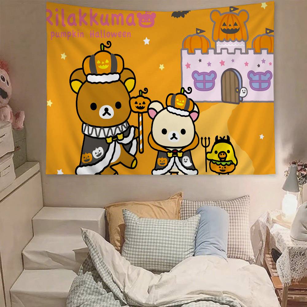 Cute RRilakkuma Tapestry Wall Hanging Tapestry Art Deco Blanket Curtain Hanging At Home Bedroom Living Room Decor