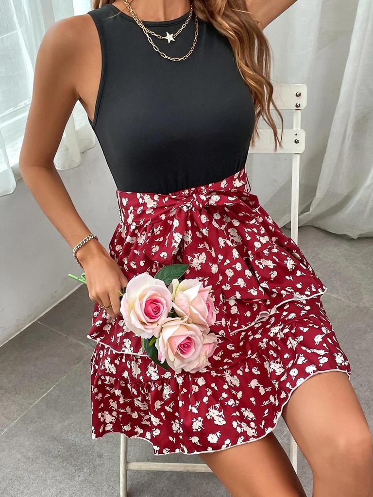 Summer New Women Sleeveless Printed Backless Dress Ready