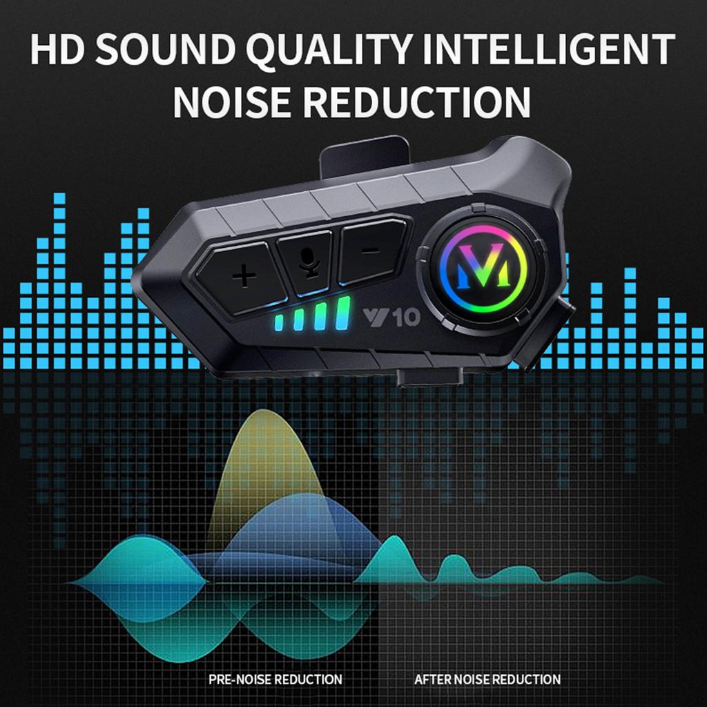 Y10 Motorrad BT5.3 Gegensprechanlage Headset Geräuschunterdrückung Kompatibel mit einer Vielzahl von Helmen