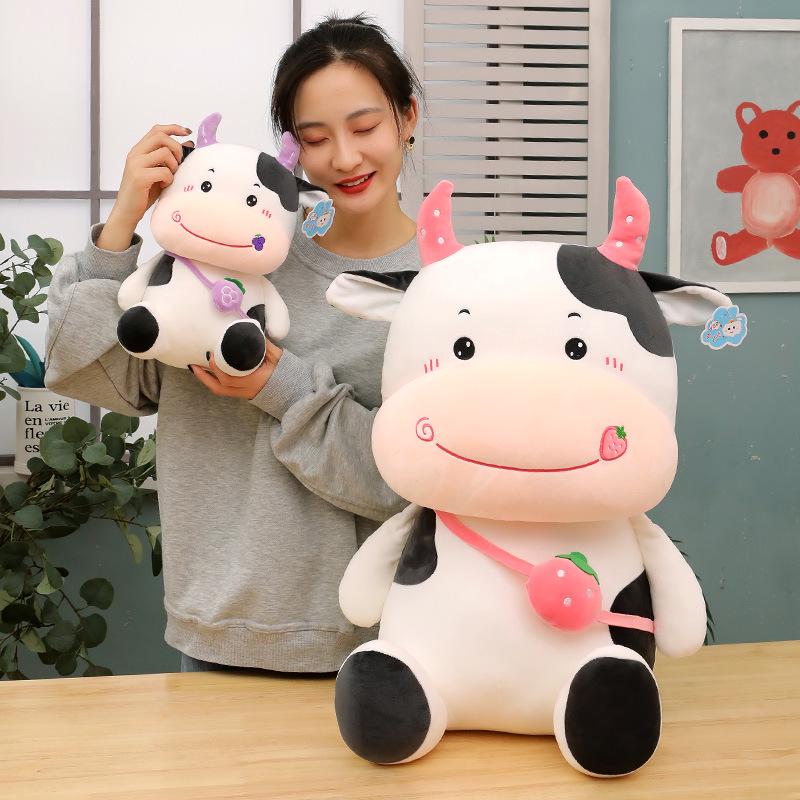 Fruit Cow Plush Backpack Toy Pillow - Stuffed Animal Ragdoll Gift for Girls' Birthdays
